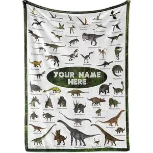 Personalized Dinosaur Blanket for Kids, Ships Next Day - Dino Throw Blanket for Boys and Girls, Toddler Bed, Room & Bedroom Decor - Educational Blankets for Children