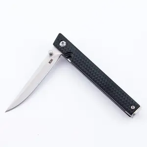 M390 Blade Black Handle Folding Knife, Outdoor Camping Hiking Essential, Sturdy Daily Carry Tool for Men's Gift