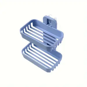 1pc Double layer soap rack with drainage sponge rack - wall mounted bathroom storage rack Soap Tray