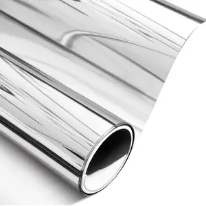 Silver Chrome Vinyl, 12" x 60'' Silver Permanent Vinyl Roll, Chrome Mirror Metallic Silver Adhesive Vinyl for Cricut, No Bubble Mirror, for Car Wrap,Stickers,Decal,Lettering