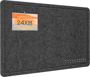 Bulletin Board, 24x18 inches Decorative Felt Pin Board, Cork Board Alternative for Wall, Foldable Photo Board Self-Adhesive Vision Board Mood Board with 20 Pushpins-Dark Gray