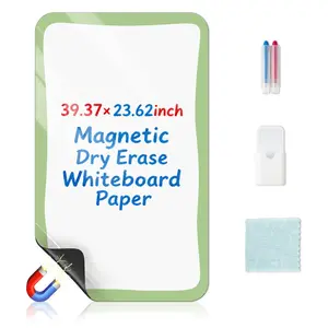 Magnetic Dry Erase Whiteboard Sheet Writing Board, Peel and Stick Easy Install for Office Planning and Kids Drawing, Free Pen and Cleaning Cloth Included