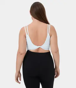 Halara Double Straps Backless Twisted Workout Plus Size Cropped Tank Top