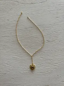 Maria Lariat Necklace - 14K Gold Filled Chain & 18K Heart Pendant | Lucky Boy Seattle