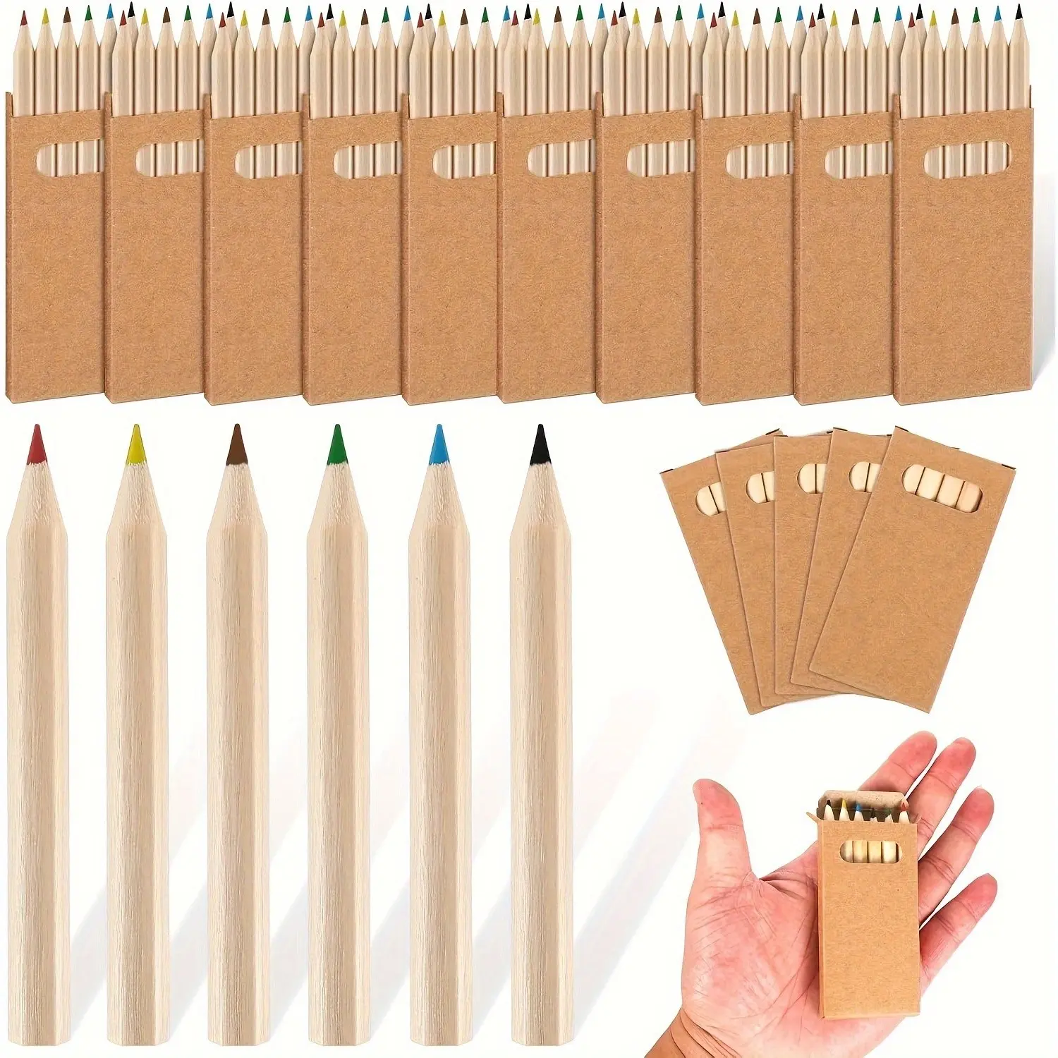 20sets/120pcs,Colored Pencils Bulk Kids Drawing Colored Pencils Bulk Party Favor, 6 Color Pencils in Kraft Boxes, 3.5 Inch Short Coloring Pencils Pre-sharpened for Classroom School Supplies Crafting Supplies Art Materials Artist Supplies