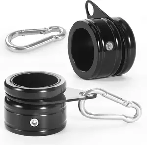 Flag Pole Rings,  Alloy Flag Pole Clips Swivels 360 Rotating Anti Wrap Mounting Ring with Carabiner, Flag Pole Kit Parts (:1.25 Inch -Pack of 2(Black))