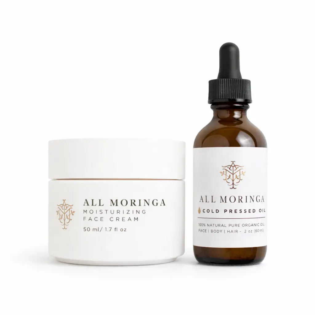 Moringa face Cream & Organic Oil Duo Moisturizing Hydrating Skin Repair