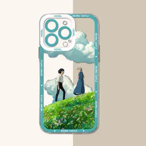 M-Moving Phone Case For iPhone 17 16 15 14 13 12 11 Pro Max Plus H-Howl's Transparent Cover