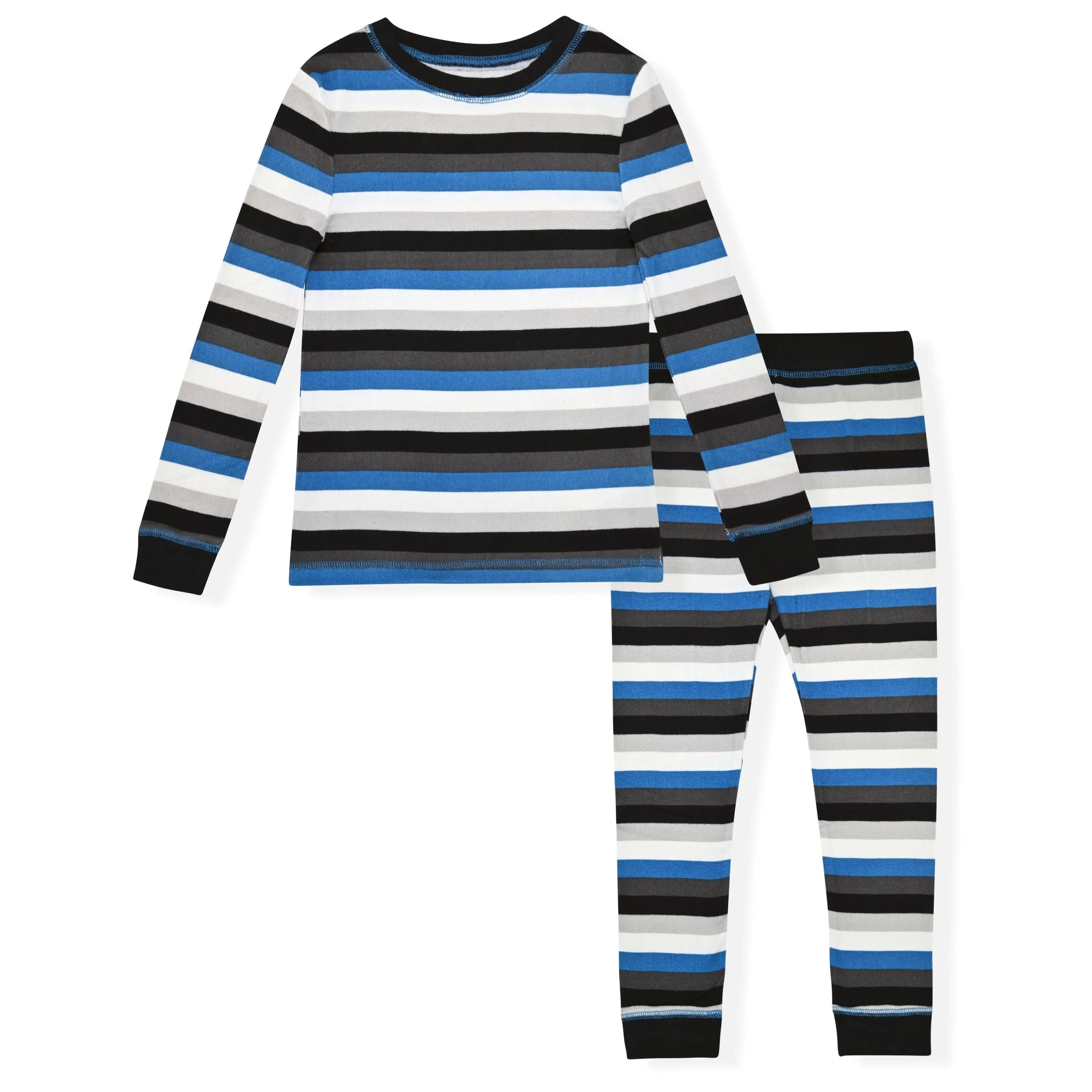 Sleep On It Boys 2-Piece Super Soft Jersey Long Sleeve Snug-Fit Pajama Set - Super Stripe