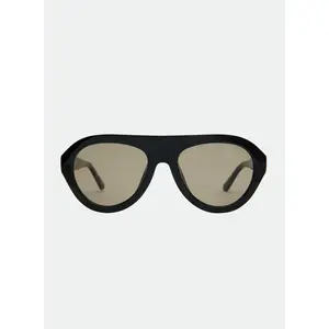 OTRA x Grandquist Maddy Black Oversized Sunglasses -Chunky Aviator Frames with Smoke Lenses - 100% UV Protection