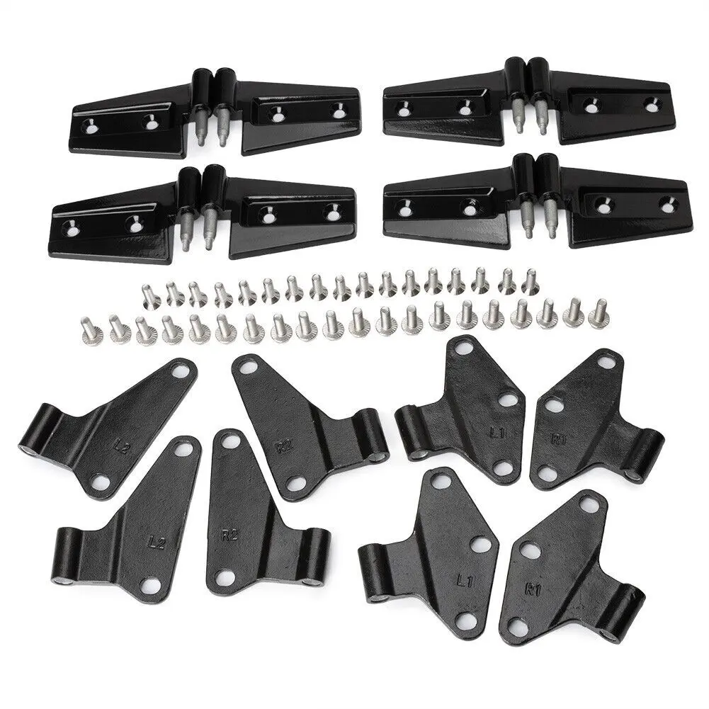 16pcs Steel Door Hinges Kit - Bolt-On Powder Coated Automotive Mounting Hardware, No Drilling Required, Resists Rust & Weather Corrosion, Includes Bolts for 2007-2018 Jeep Wrangler JK Body Door Fix