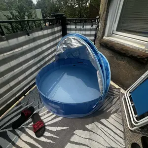 Peradix Foldable Kiddie Pool with Canopy for Baby Toddler Kids Family - Dog Kiddie Pool Summer Water Play Pool with Shade - Portable for Outdoor Backyard Beach Summervibes Quick Folding Playpen Travel Playpen swimming pool