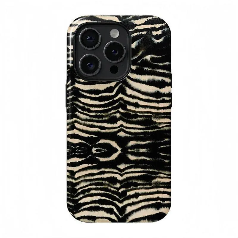 Zebra Print Dual-Layer Shockproof Smartphone Case - Polycarbonate Shell, TPU Lining Protector for Multiple iPhones Including iPhone 17 Pro Max, 16, 15, 14, 13, 12, 11, Xs Max Cellphone Accessories