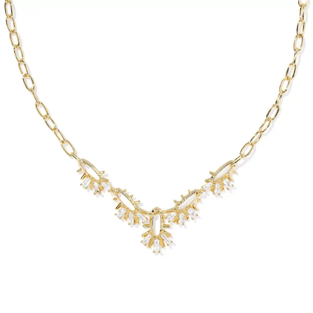 Kendra Scott Macie 19 Inch Statement Necklace, Art Deco-Inspired Starburst Pendant for Adults, Rhodium Over Brass, Silver Necklaces & Pendants, Art Deco Jewelry, Natural