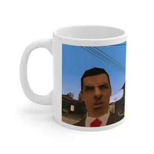Mr. Bean - Video Game Graphic Mug - WTF Face - Joke Mug - Funny Mug - Great Gift - White, Ceramic, 11 fl oz Mug