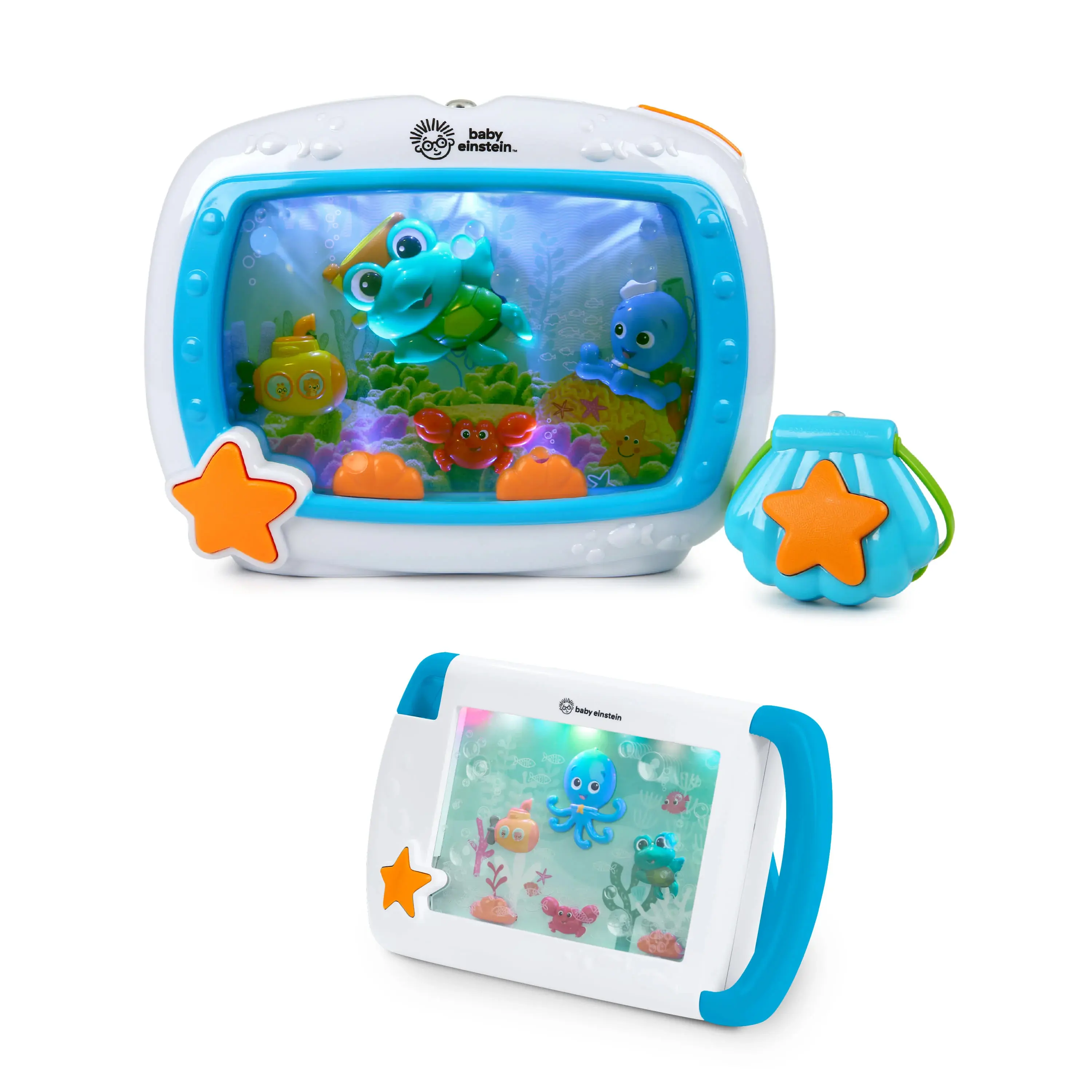 Baby Einstein Sea Dreams Soother Musical Crib Toy & Sound Machine, Single or On-the-Go Bundle, Ages 0+ Months – Blue or Pink
