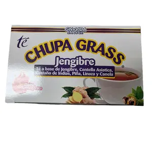 Chupa Grass Jengibre Tea with Ginger Centella Asiatica Castaño de Indias Piña Linaza y Canela Flavor Natural Cooling Throat Soothing Tea for Digestion and Performance