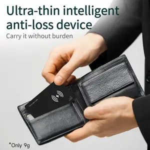 Ultra-Thin Air Tag Wallet Tracker Card 0.07in IP68 Waterproof Bluetooth Tracker for Wallets, Passport, Work with Apple Find My, Wireless Charging, Card Locator [Apple MFi Certified] iOS Only