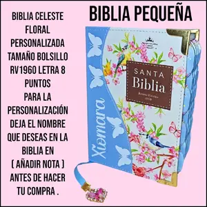 Biblia Celeste De Bolsillo Personalizada Reina-Valera 1960 Biblia Pequeña