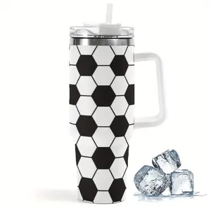 40 oz double insulated stainless steel soccer mug with handle and lid, travel mug, durable, no assembly required, perfect for sports-themed gifts for family, friends, and colleagues Customized Chivas Soccer Gradient cecily Stranger Things Insulated Mug