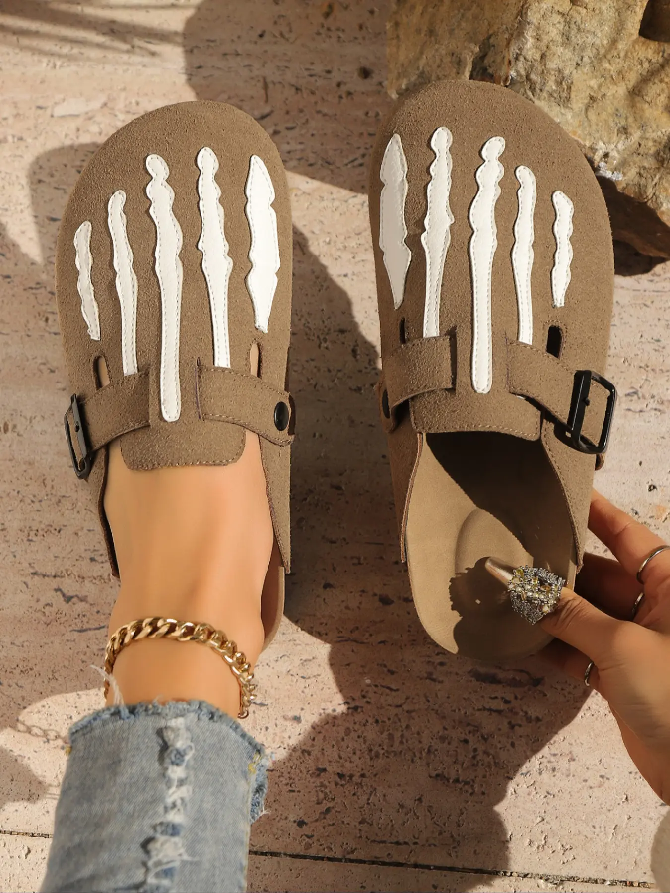 Women's Skull Print Half Slipper, Casual Comfortable Home Footwear, Stylish Lightweight Design, Perfect for Daily Wear & Relaxing, House Slippers, Affordable Slippers