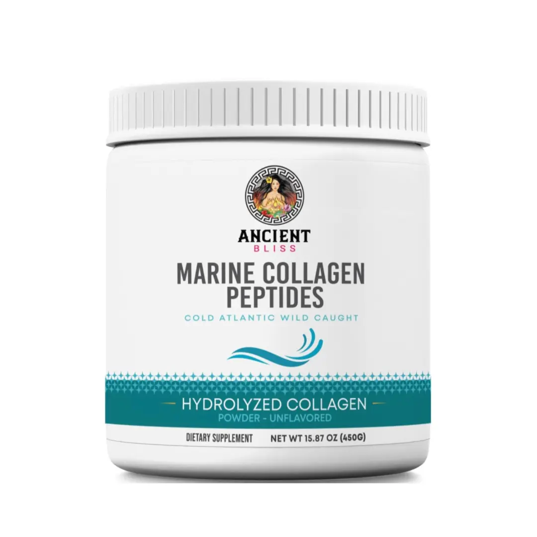 Ancient Bliss Wild-Caught Marine Fish Collagen Peptides Powder - Edible, Flavorless, Gluten-Free, Low Molecular Hydrolyzed Dietary Supplement, 15.87 oz Health & Beauty Support for Skin, Hair Care, Low Molecular Collagen Supplements