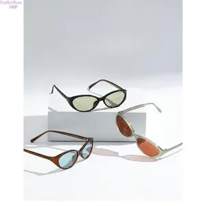 Y2K Retro Minimalist Shades,Premium Acetate No Makeup Eyewear,UV400 Sun Protection Lightweight,Elegant Luxury Aesthetic For Street Photoshoot,Daily Dating Party Outdoor Casual Fashion Accessory