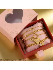 4-piece gift box bracelet, fashionable and youthful looking bracelet, simple bracelet, layered fashionable bracelet, preferred gift choice