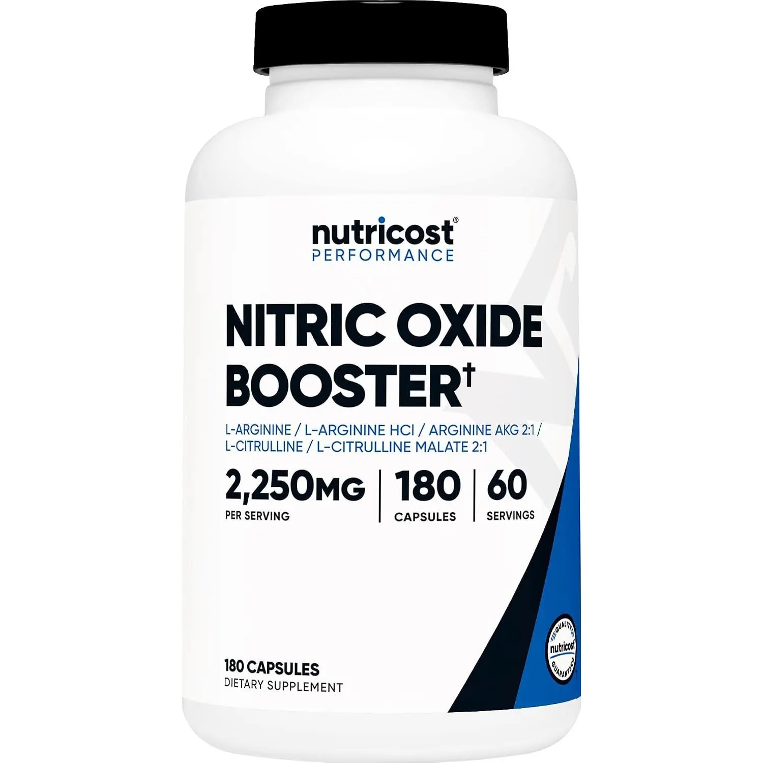 Nutricost Nitric Oxide Booster 2250mg, 180 Capsules, Gluten Free | 750mg Per Casule, 60 Servings, GMO-Free Healthcare Supplement Fitness Vitamin