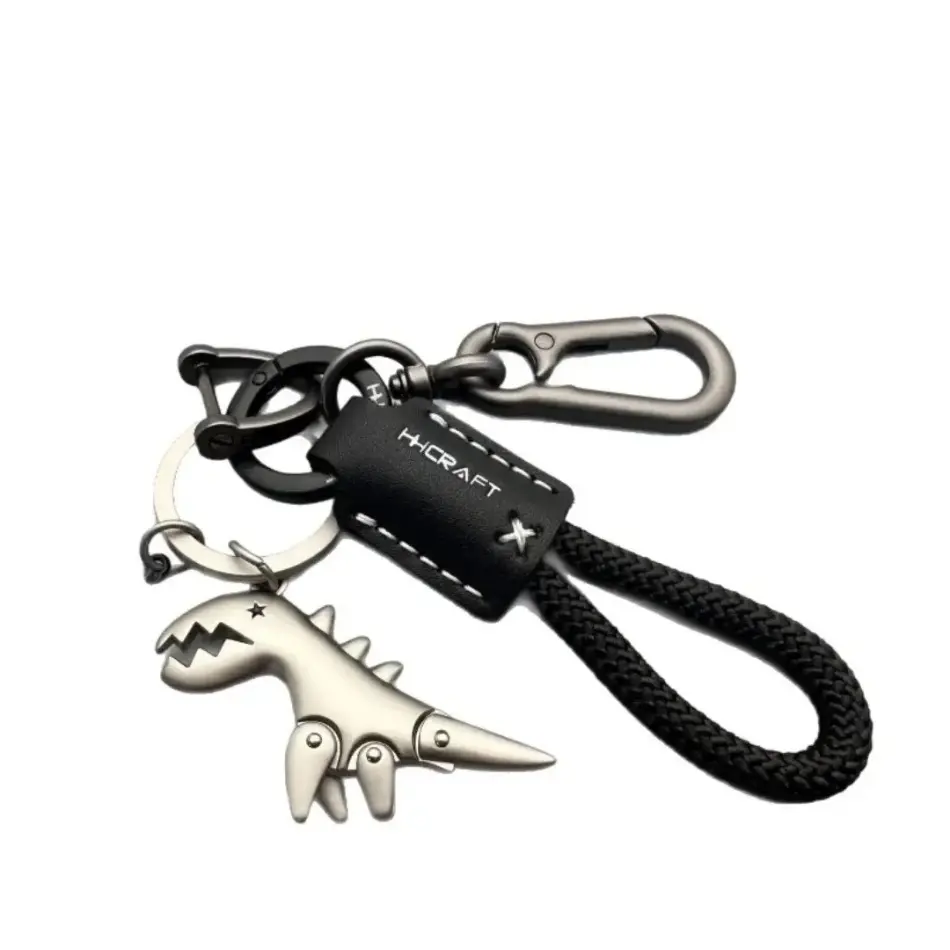 Trendy Cute Unisex Keychain with Woven Leather Strap and Metal Charm with Mirror, Heavy-Duty Steel Ring for Car Keys, Motorcycle, Handbag, and Purse, Trendy Cute Keychain, Motorcycle Keys, Cute Charm