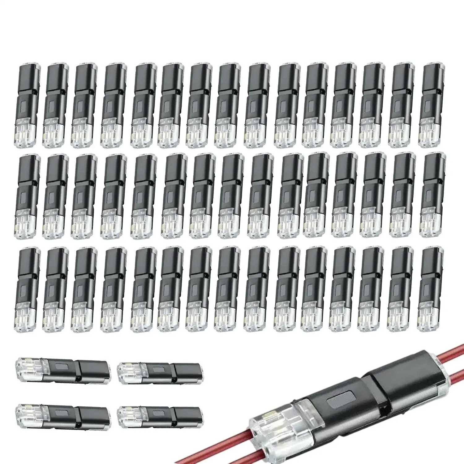 Double Wire Plug in Connector,Pluggable Low Voltage Wire Connector with Locking Buckle,2 Pin Quick Disconnect Connectors for Led Light Strip,DIY and Repair,No Wire Stripping Cutting 18-22AWG