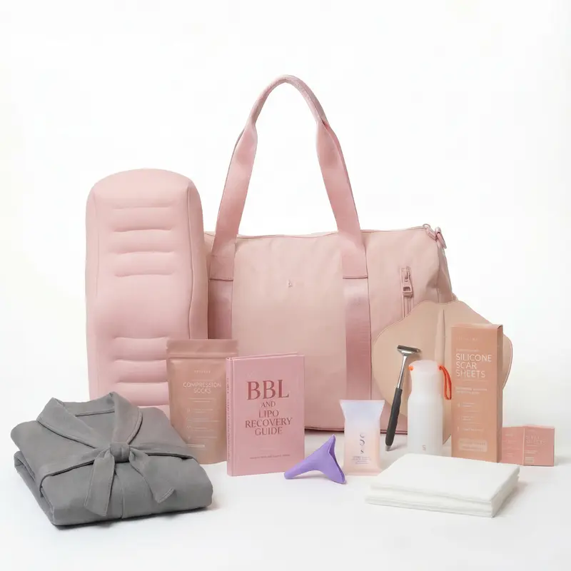 BBL Recovery Kit | 22 Essentials for BBL Dolls | Pillows + Colombian Waist Cincher Faja + Compression Socks + Robe | Contouring Journey Must-Haves | Faja Companion Supplies | Snatched Body