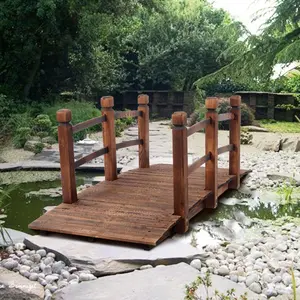 Outvita Arch Bridge Small Wooden Bridge Courtyard Decoration Outdoor Antiseptic Wood Landscape Bridge Suitable for Garden Backyard Front door Summervibes