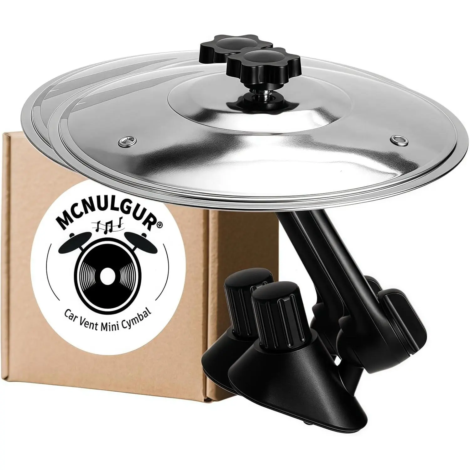 2 Pack Car Cymbal Air Vent Mounted – Mini Drum Crash Cymbal for Endless Rhythmic Fun on the Road Music Lover Gift (Silver, 14 cm Dia.)