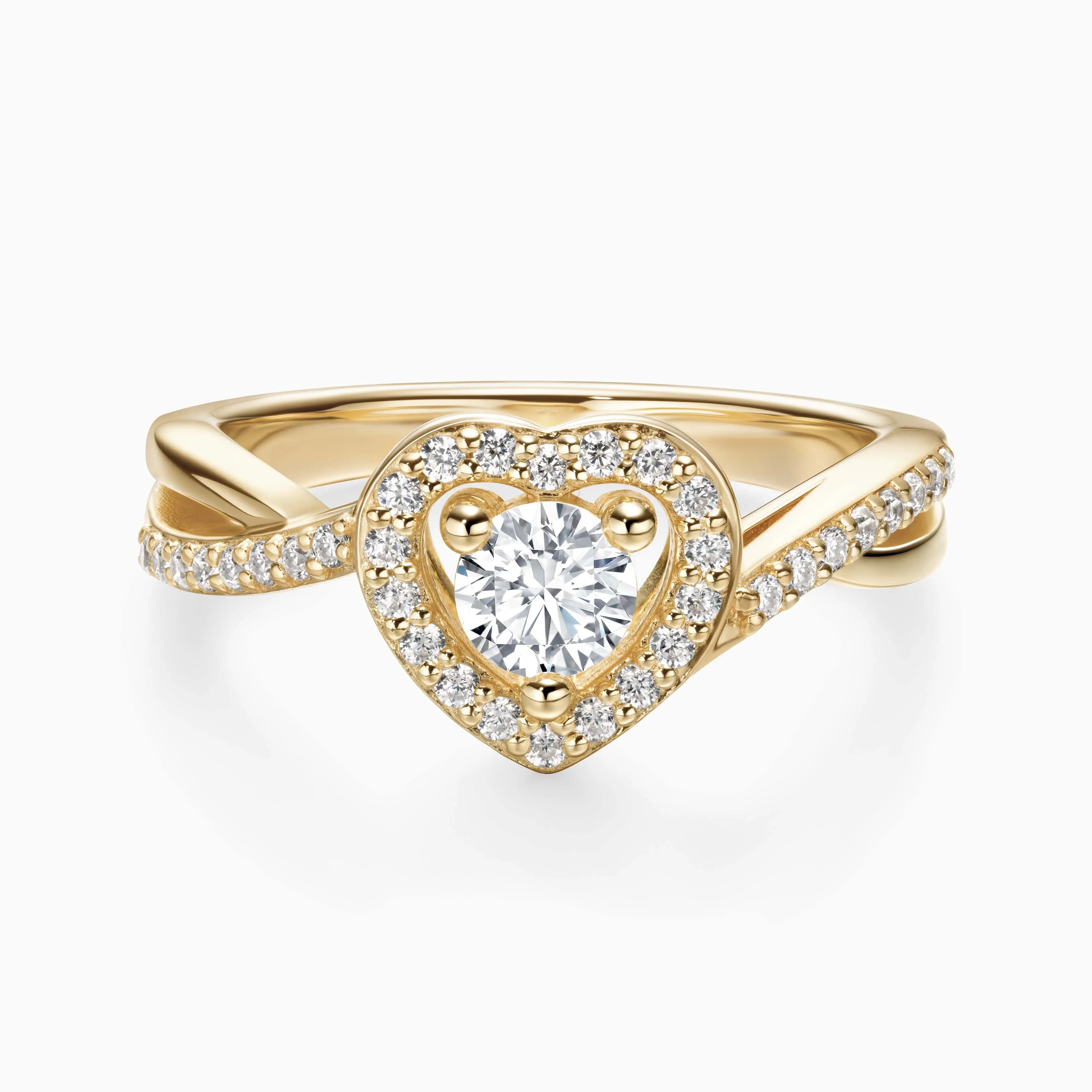 DARRY Round Outline Twisted Zirconia Promise Ring 18K Yellow Gold Plated Sterling Silver