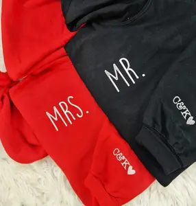 MR. and MRS. Matching Couple Hoodies - Personalized Embroidered Sweatshirts For Partners