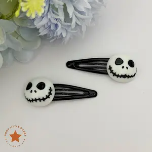 GoodLittleGoods J-Skellington Spooky Snap Clips Set – Halloween Creepy Fun Horror Hair Accessories for Women & Girls, Party-Ready Styles for School, Work, Daily Wear, Gift for Her, Wife, Daughter, Granddaughter