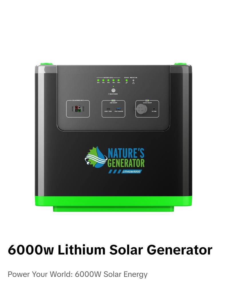 Natures Generato 6000W Solar Generator 3840Wh Lithium Power Pod