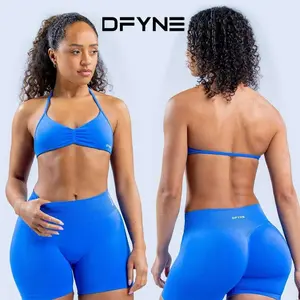 DFYNE Impact Shorts Set - Seamless Sculpt Fit with Stylish Cross-Back Bra & Booty-Lifting Bottoms for Activewear Fitness Compression
