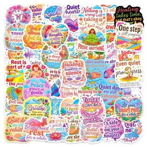 Mental Health Stickers Pack of 50, Positive Mindfulness Motivational Stickers, Waterproof Inspirational Quotes, English Language, Self Adhesive Stickers