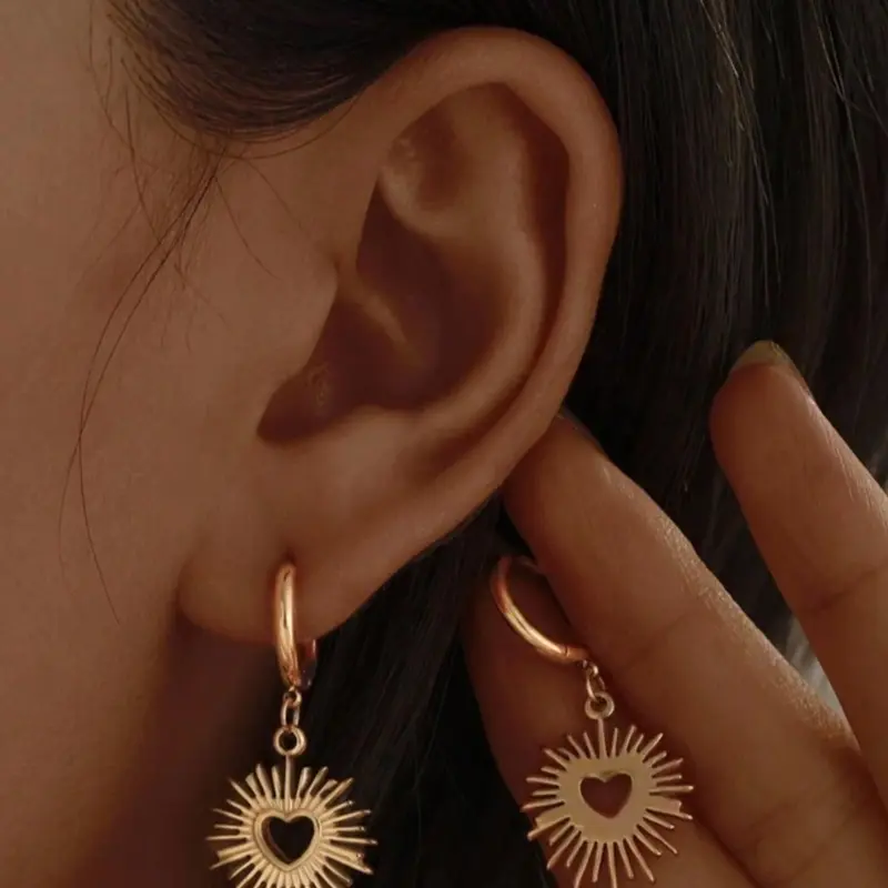 Vintage Heart Shaped Stainless Steel Earrings, High Quality Fashionable Earrings for Women & Girls, Trendy All-match & Exquisite Jewelry for Birthday Gift, Fashionable Jewelry Accessories