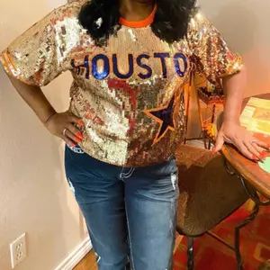 Astros  Gold Game Day Sequin Top