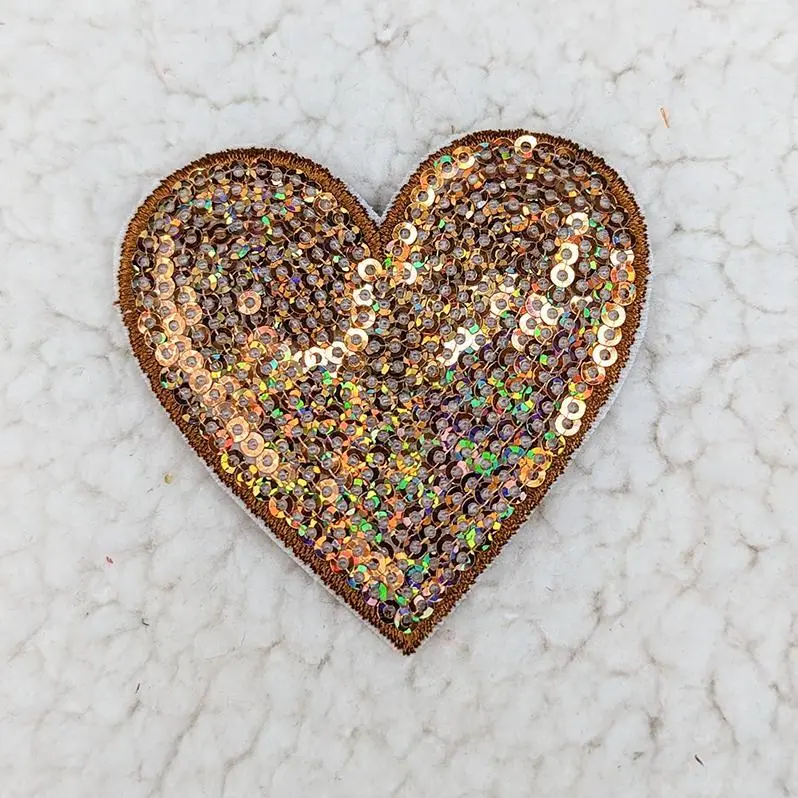 BRONZE sequin heart HAT/POCKET Patch BRONZE sequin heart HAT/POCKET Patch