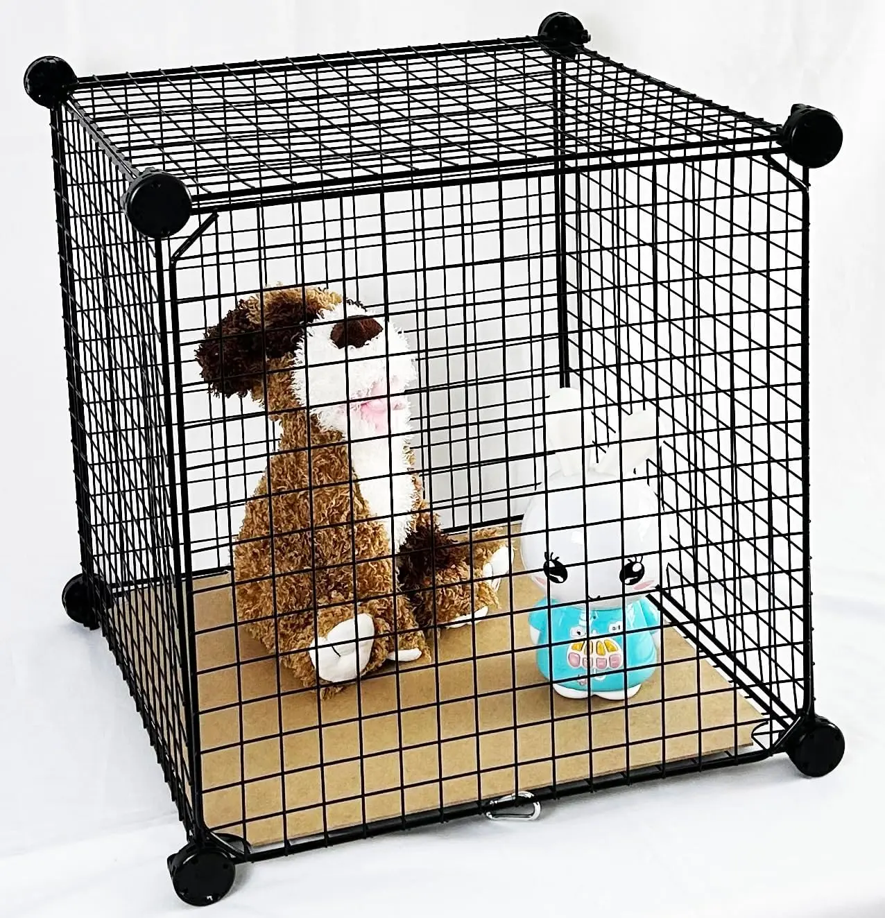Wire Cage for Pets, Birds, or Small Animals, DIY Assemble 16" Cubes Lockable Doors and Washable Base Sheets. Floor Standing, Wall Hanging, or Optional Casters. (Single Cube)