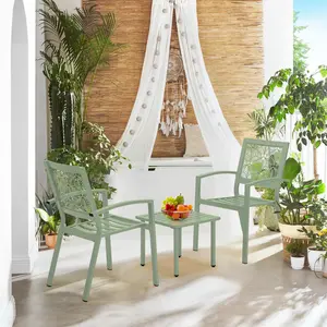 EROMMY Outdoor Bistro Set 3 Piece Set - Comfortable Metal Patio Chairs and Small Table,  Waterproof, UV Resistant for Porch, Balcony, Garden, Backyard, Poolside