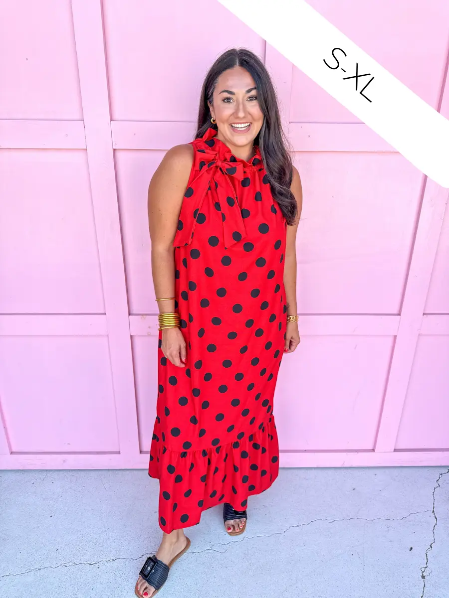 Polka Dot Pretty Dress - Red/Black
