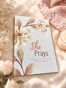 She Prays | A Simple Prayer List and Answer Tracker | Prayer Journal Notebook
