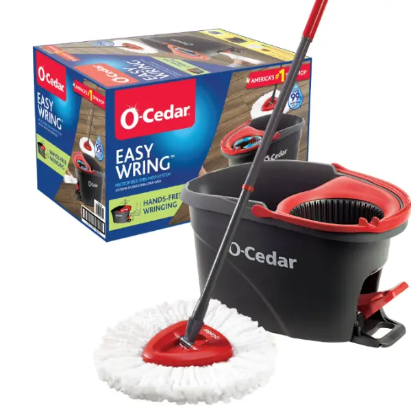 Spin Mop and Bucket System, Floor Cleaning Mop Set, Microfiber Mop with Wringer Bucket, Easy Wringing