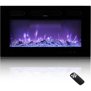 VEVOR 72 inch Electric Fireplace, Wall Mounted Recessed Fire Place with Remote Control, Timer, 1500W, Adjustable Flame Color Brightness, Touch Screen, Overheat Protection, for Living Room, BedroomVEVOR Super Brand Day