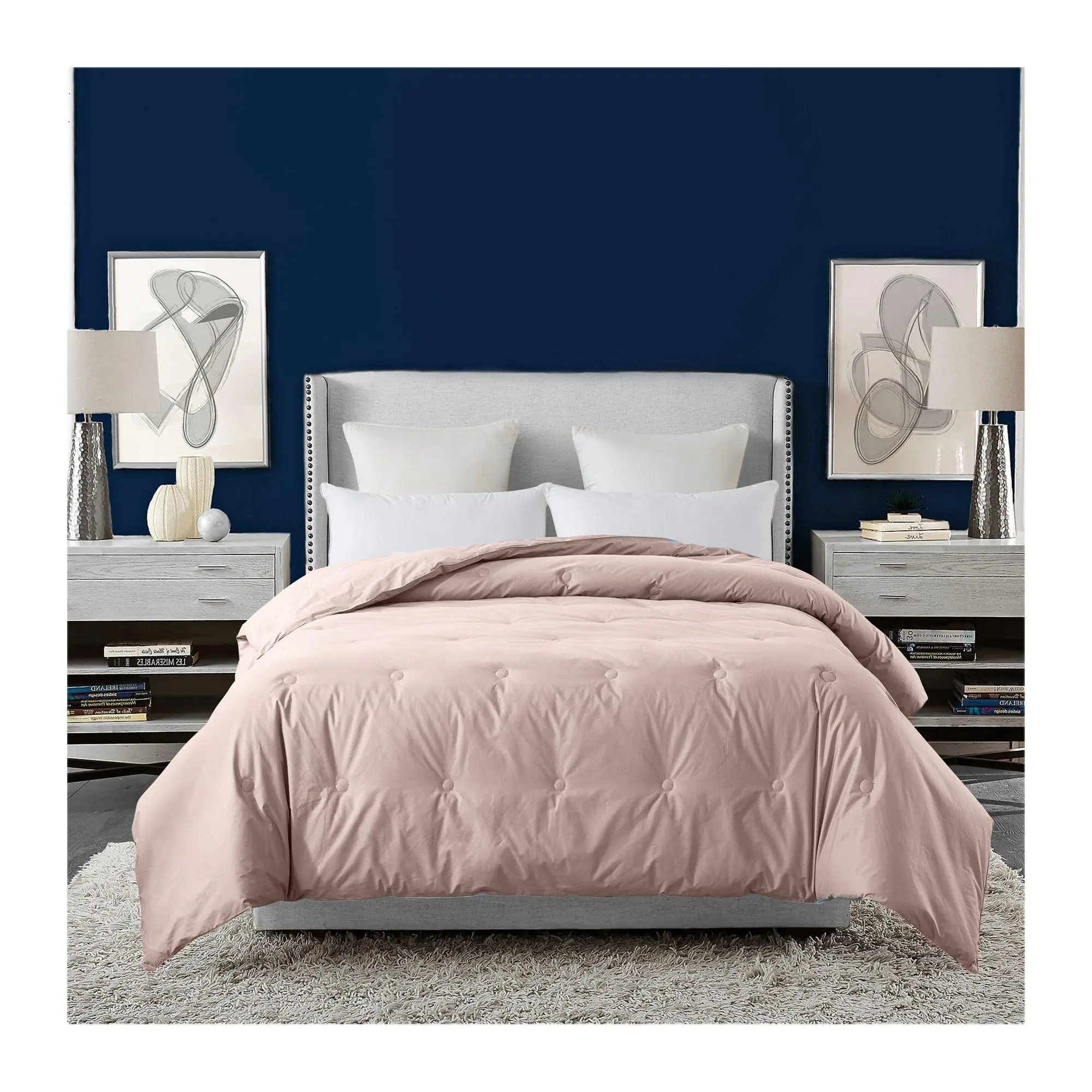Royal Velvet Tufted Down Alternative Comforter-Blush King